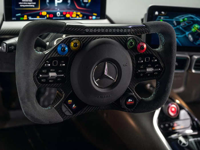 The One also gets a Formula 1-style, rectangular steering wheel.