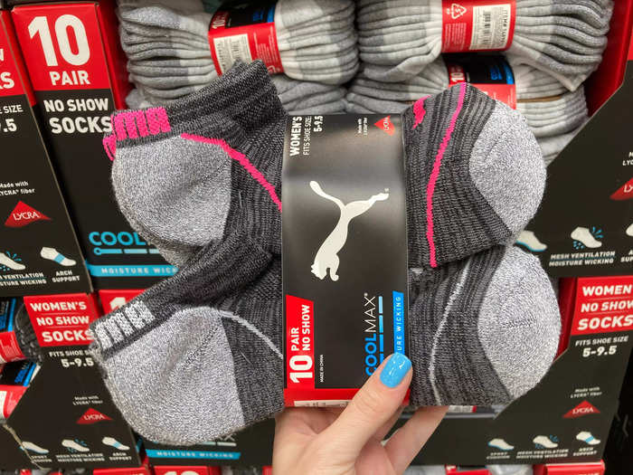 Costco sells bulk packs of Puma athletic socks.