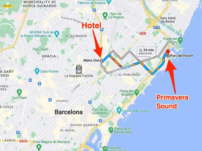 After spending a few days exploring the city prior to the second weekend starting on June 9, I took a 12-minute metro ride from my hotel in Clot to the Parc del Fòrum venue located in Sant Adrià de Besòs.