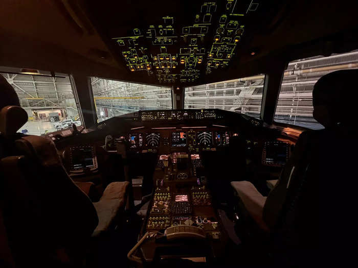 In the cockpit, Boeing is testing a new flight test display for pilots. Instead of fixed monitors installed on a panel in the crew