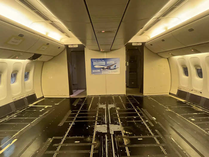 The former business class section is where the flight test systems will be located. The engineers are responsible for the safety of the plane and the crew, as well as reporting quality data.