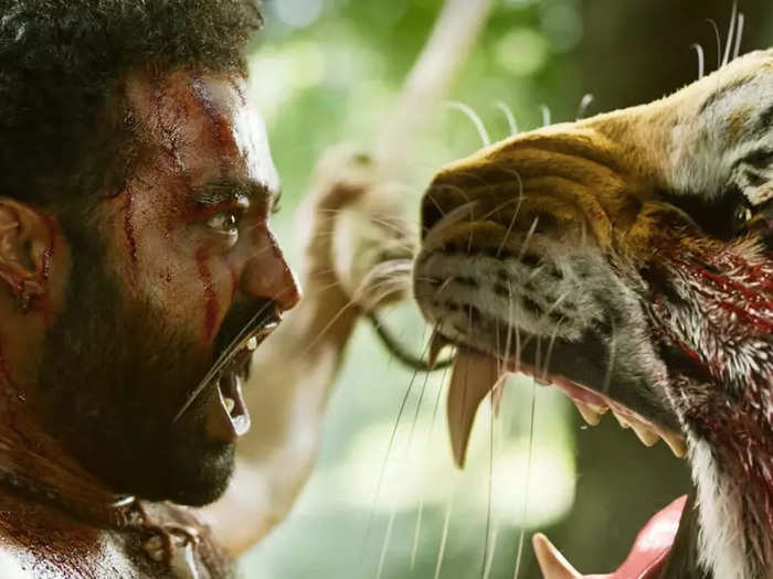 7. Bheem getting chased by a tiger.