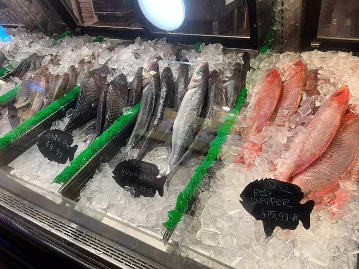 I knew cold cuts and fresh cuts of meat were available for purchase, but I always missed the cases of fresh fish.