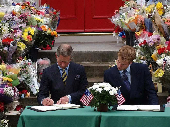 2001: William and Charles visited the US Consulate in Edinburgh to sign a book of condolences for the victims of 9/11.