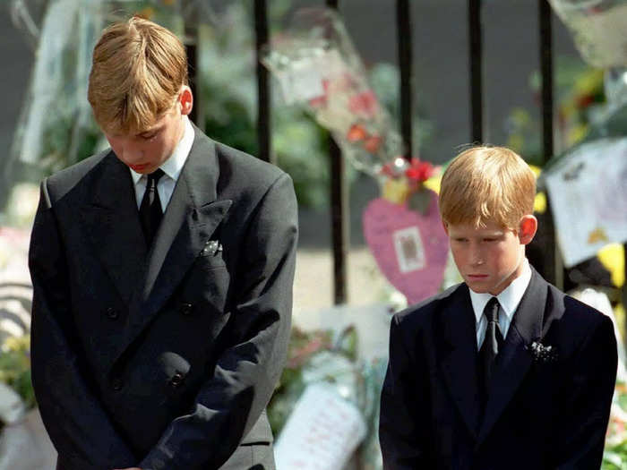 1997: Princess Diana passed away on August 31, after sustaining fatal injuries from a car crash in Paris. William and Harry walked behind her coffin at the funeral, which was held at Westminster Abbey.