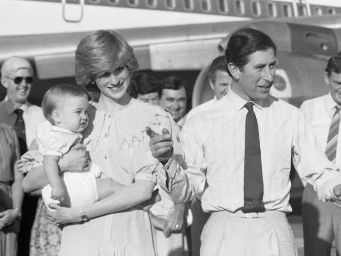 1983: William was just nine months old when he joined his parents on a tour of Australia and New Zealand. In this photo, the family are greeted by fans at Alice Spring Airport in Australia on March 20.