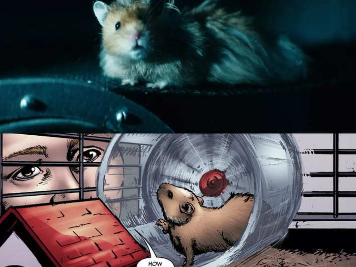 Jamie the hamster from the comics pops up in the Russian lab, but he