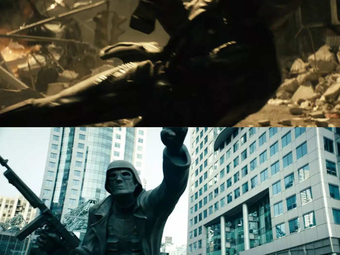 The season three premiere features the same statue of Soldier Boy from last season.