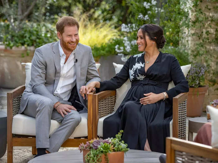 Markle wore a $4,700 Armani dress for her sit-down interview with Oprah Winfrey.