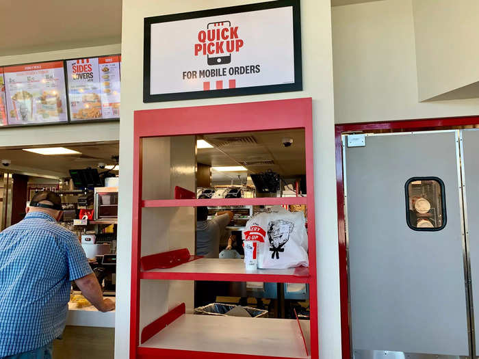 There was a pickup window right next to the counter for mobile orders placed on KFC