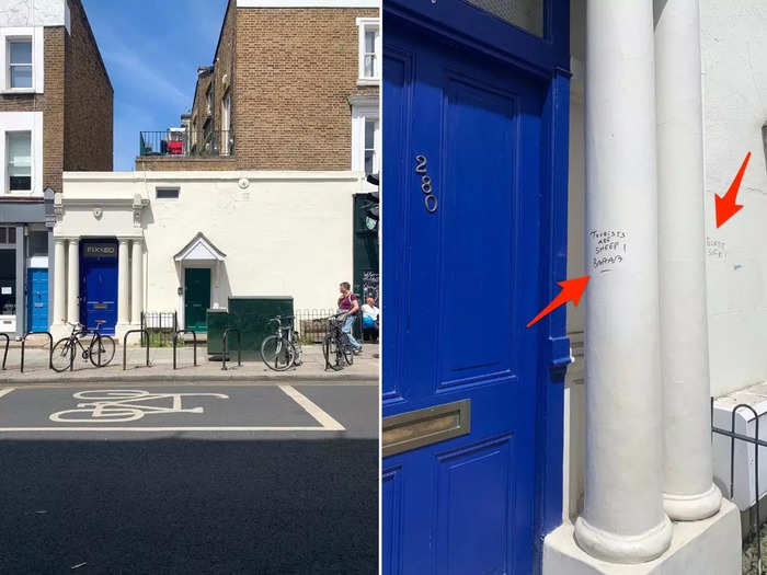 Tourists often line up to take photos in front of the house with the "big blue door" where Hugh Grant