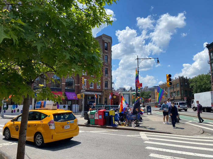 As I walked away from the Stonewall Inn, I saw Pride flags all over the neighborhood.