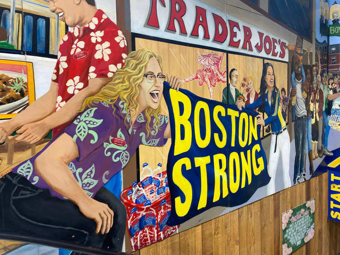 Although I hadn’t found everything on my list, I was content with my shopping experience. The new items were exciting, and I loved looking at the Boston-themed mural by the entrance.