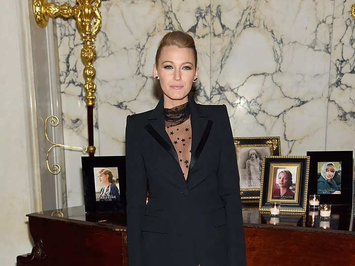 At the after-party for her 2015 film "The Age of Adaline," Lively wore a Monique Lhuillier outfit that was made up of a blazer and a star-printed sheer bodysuit.