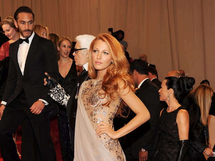 At the 2011 Met Gala, Lively wore a Grecian-inspired dress from Chanel