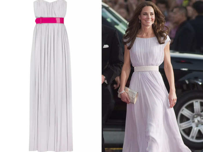 Middleton added a modest scoop neck and cap sleeves to a strapless Alexander McQueen dress from the designer