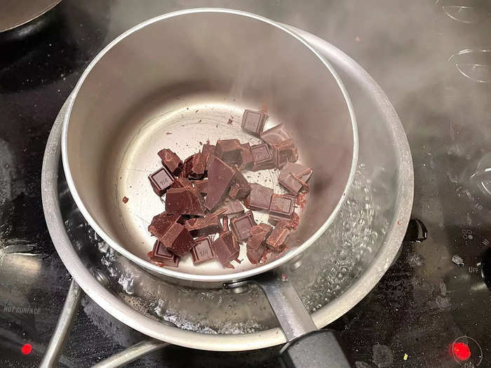 Once my chocolate was chopped, it was time to get melting.