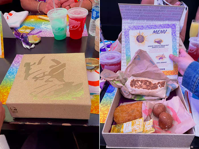 Before the show started, free breakfast boxes were delivered to each guest.