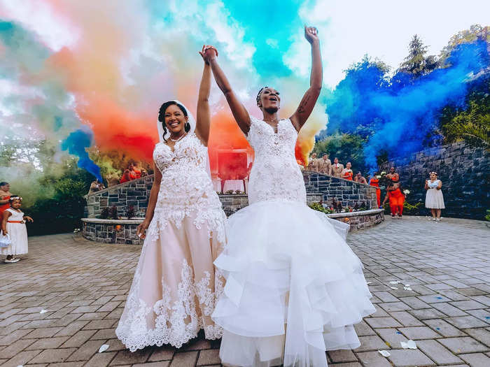 These brides seemed to be shouting their joy for the world to see.