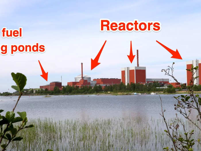 The rods come out spent, hot, and highly radioactive. Their first stop is 40 years in nearby cooling ponds.