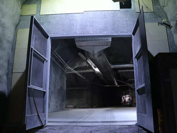 This is the bottom. These heavy metal doors mark the beginning of the area where the nuclear waste will be held.