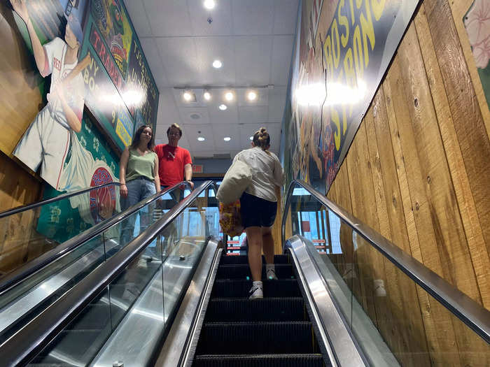 Once I paid for my groceries, I headed back up the escalator to the street.