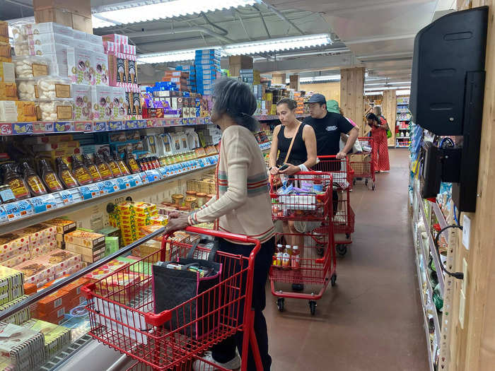 The line of people and shopping carts in front of the frozen food section was daunting. I decided it wasn’t worth the wait and moved on from the freezers.