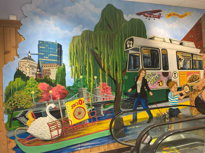 A colorful mural gave a nod to the swan boats in the Boston Public Garden. It was delightful.