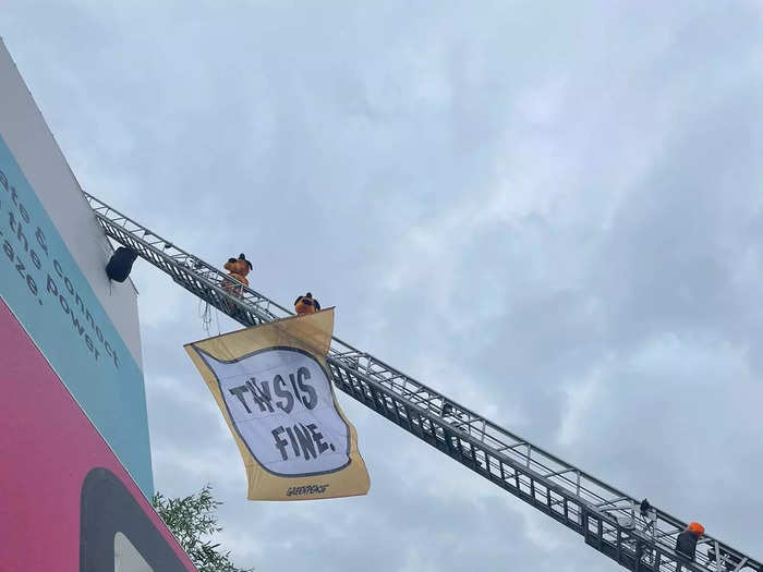 Greenpeace crashes celebrations along the Croisette to protest fossil fuel ads