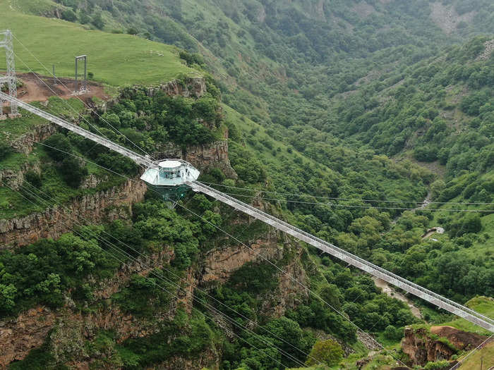 The bridge measures 240 meters, or approximately 787 feet, long. It took roughly three years to build and cost an estimated $40 million.