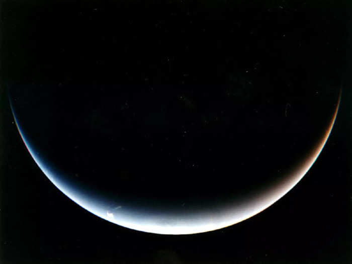 Here, Voyager saw the crescent shape of Neptune