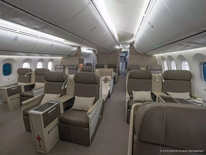 …18 lay-flat seats for guests and other officials and six reclining seats for security teams and nannies…