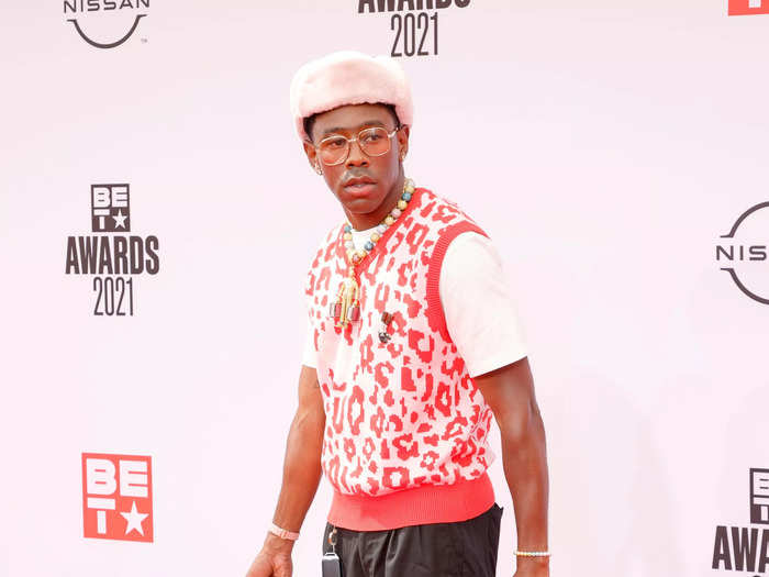 Tyler the Creator stood out in a leopard-print vest at the 2021 awards show.