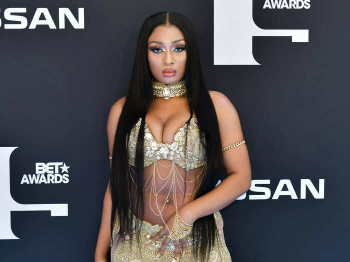 Megan Thee Stallion wore a belly-dancer-inspired ensemble at the 2019 BET Awards.