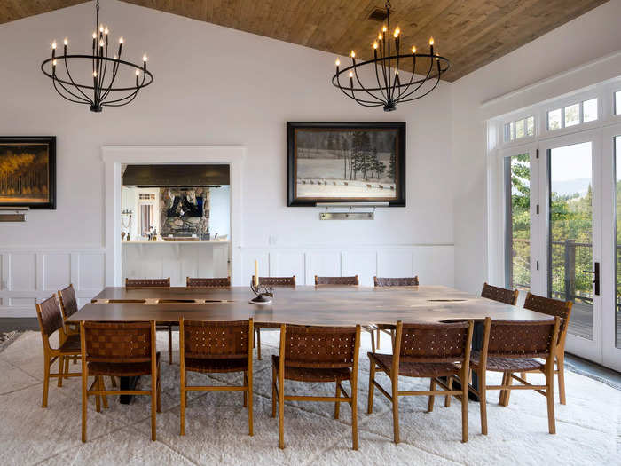 The dining room comes with a table fit for a party of 14 — perfect for Rowley, his wife, and their 11 kids.