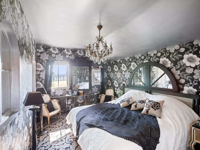 Each bedroom has a different design, including its own color scheme and patterned wallpaper.