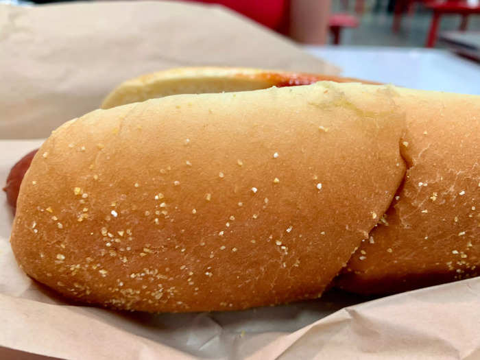 The bun was soft and warm, substantial enough to stand up top the hot dog without getting soggy.