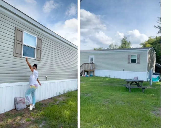 The outside of the trailer featured a large grassy area.