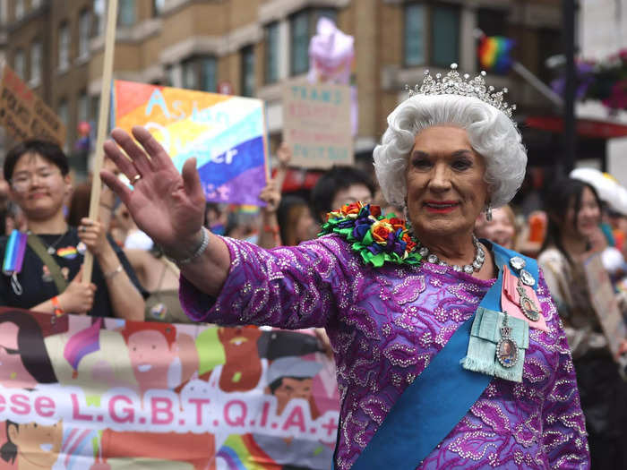 People from all over the world turned up in costume, including this attendee who dressed up as Queen Elizabeth II.