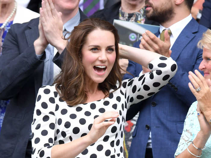 2017: In her first official visit as royal patron of the All England Lawn Tennis and Croquet Club in 2017, Middleton rocked a shorter haircut with a Dolce & Gabbana polka-dot dress.