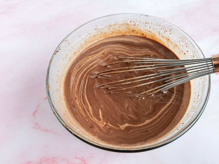 It was time to pour the cream over the chocolate.