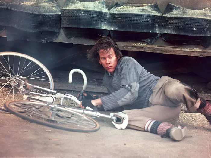 Bacon plays a bike messenger in the 1986 film "Quicksilver."