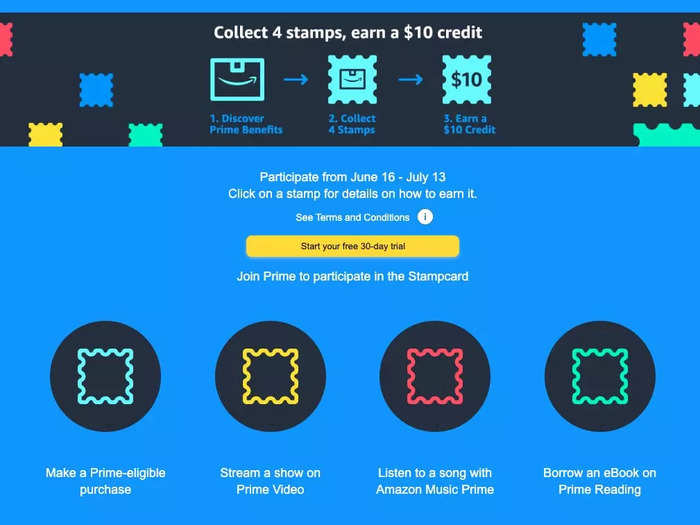 Get $10 when you fill out a Prime Day stampcard