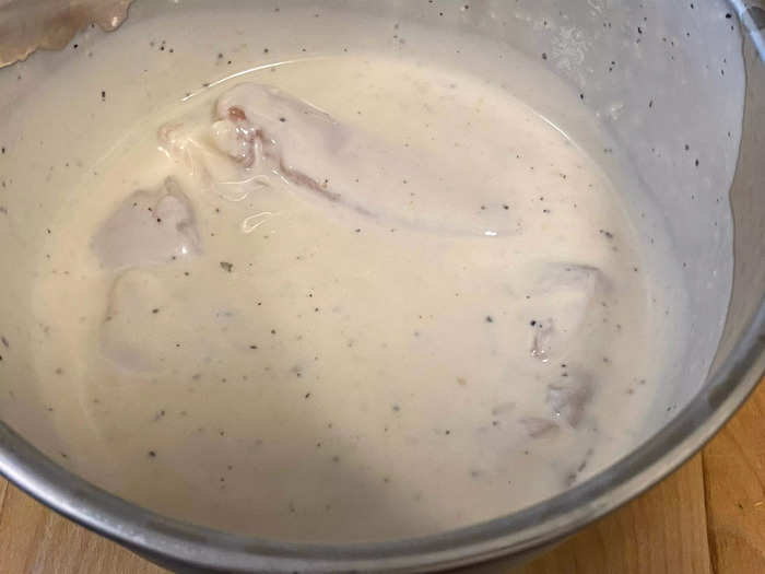 I marinated the chicken for a couple hours in ranch dressing.