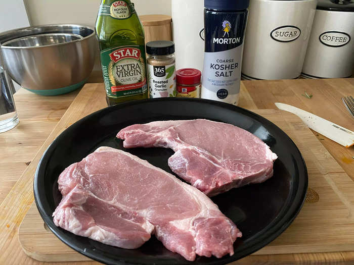 I started by making pork chops.