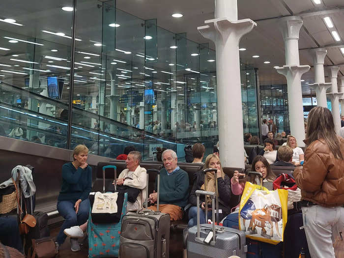 Seating in the departure lounge at St. Pancras for Eurostar passengers.