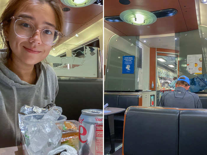 Whether you go with the roomette or a bedroom, I recommend eating your meals in the cafe car instead of in your room.