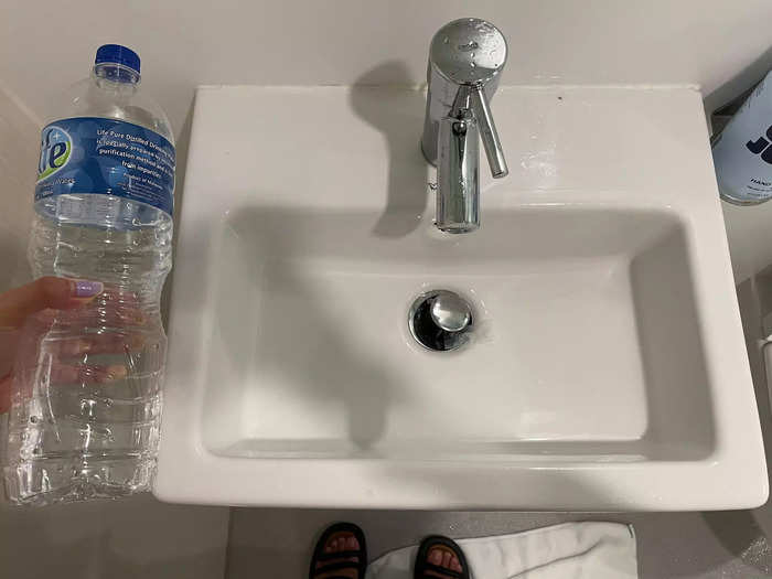 That said, the sink was the smallest I have ever seen. The actual inset was two-thirds the size of a 1.5-liter bottle of water.