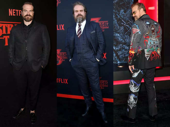 David Harbour has displayed his unique fashion sense at three "Stranger Things" premieres.