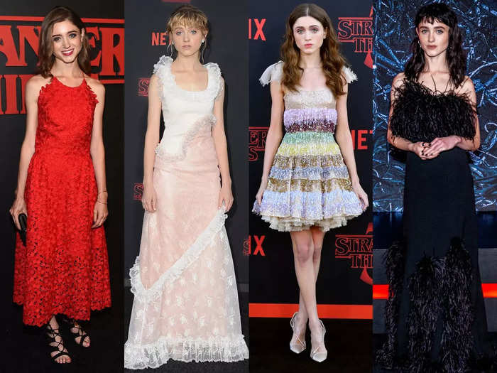 Natalia Dyer has worn drastically different looks at each "Stranger Things" premiere.